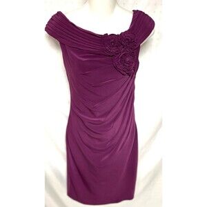 Adrianna Papell Women's Sheath Dress Purple Grape Floral Accent Sz 4 EC +🎁